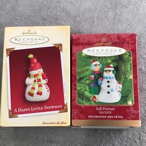Hallmark Keepsake Snowmen Ornaments Vintage Lot of 2 New